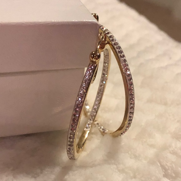 BaubleBar Gold Inside Out Genuine Crystal Hoop - Picture 2 of 3
